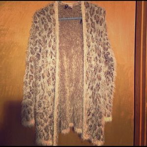 H&M fuzzy leopard cardigan